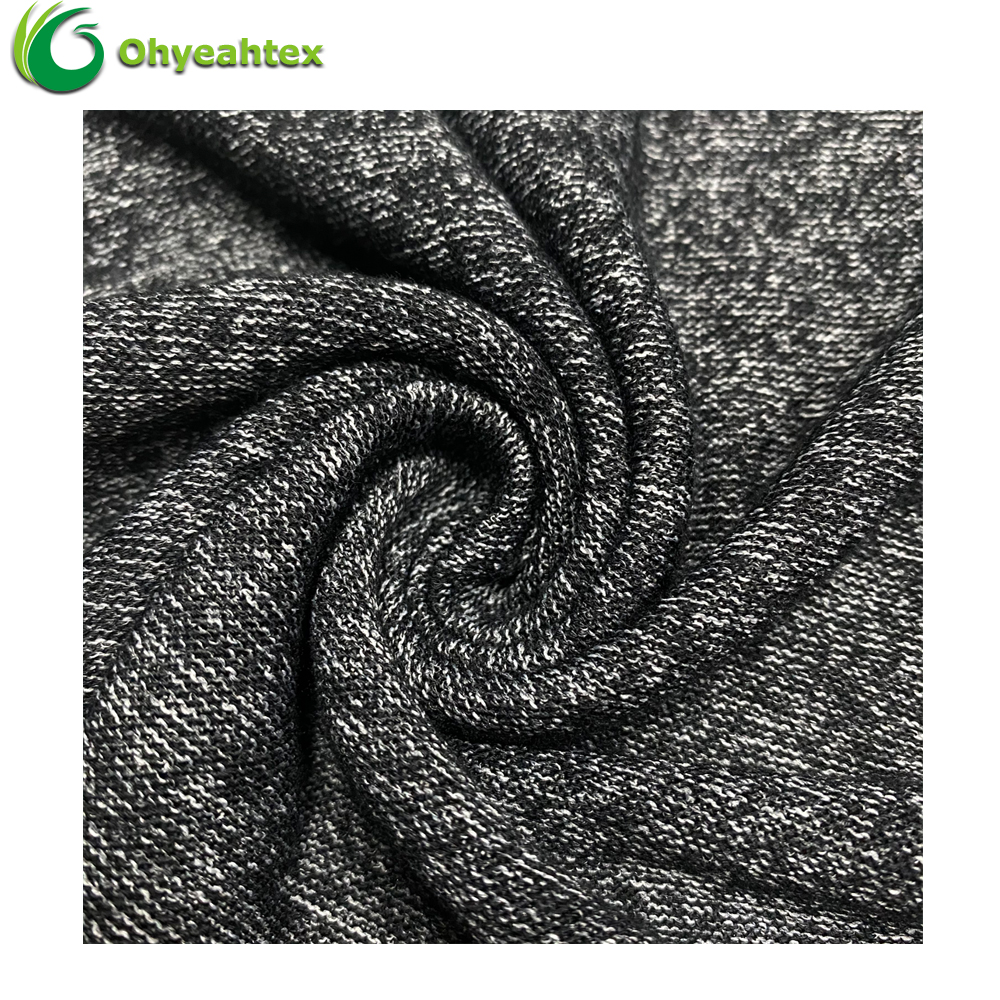 Stretch customized 67% Rayon 28% Poly 5% Spandex Blend Knitted Hacci Brushed Fleece Fabric For Sweater